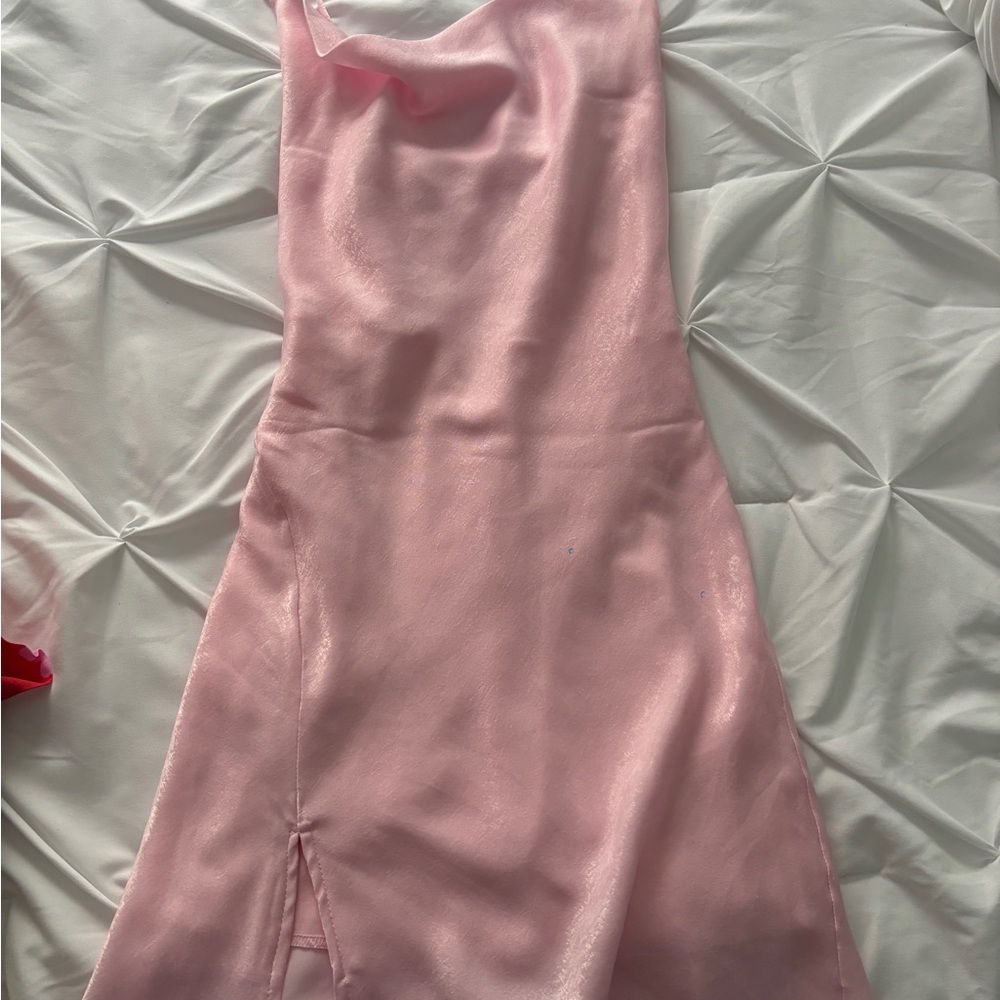 Pink Cowl Neck Mini Dress